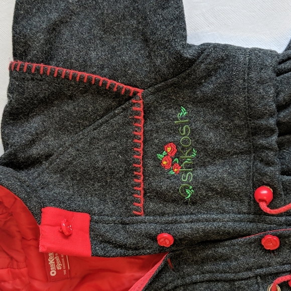 Vintage Osh Kosh girls charcoal gray wool blend coat size 4T / 5T - Picture 2 of 12